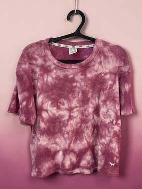 PINK Victoria's Secret Ribbed Tie-Dye Short Sleeve T-Shirt Size S